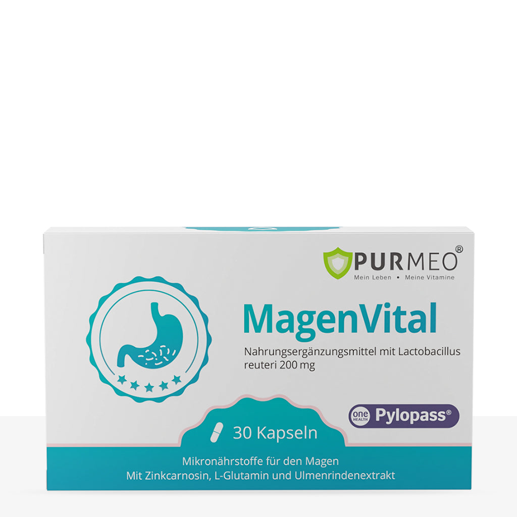 PURMEO MagenVital | 200mg Pylopass® against Helicobacter pylori.