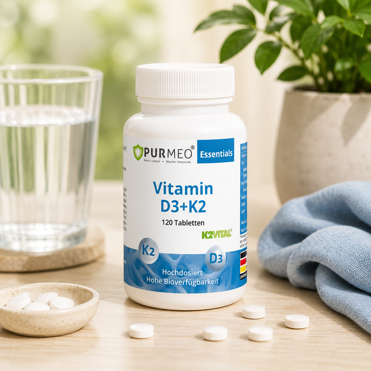 PURMEO Vitamine D3 + K2 | Soleil, os et articulations