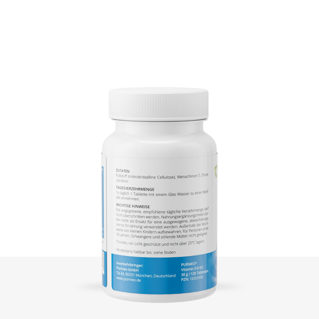 PURMEO Vitamin D3 + K2 | Sonne, Knochen und Gelenke